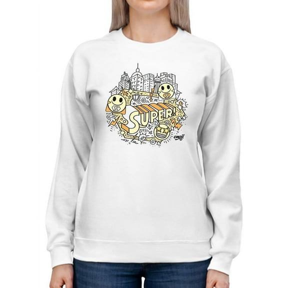 Superhero Fun Starry-Eyed Trendy Graphic Symbol Women's Sweatshirt