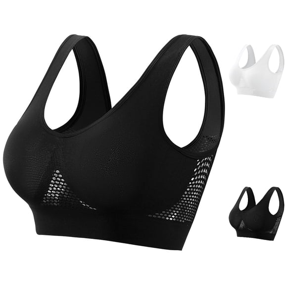 GPOECD Plus Size Bras for Women Comfort Sports Bra Seamless Wirefree Breathable Yoga Bra Sleep Workout Running Racerback Sports Bras for Women,Black,XXXXXL