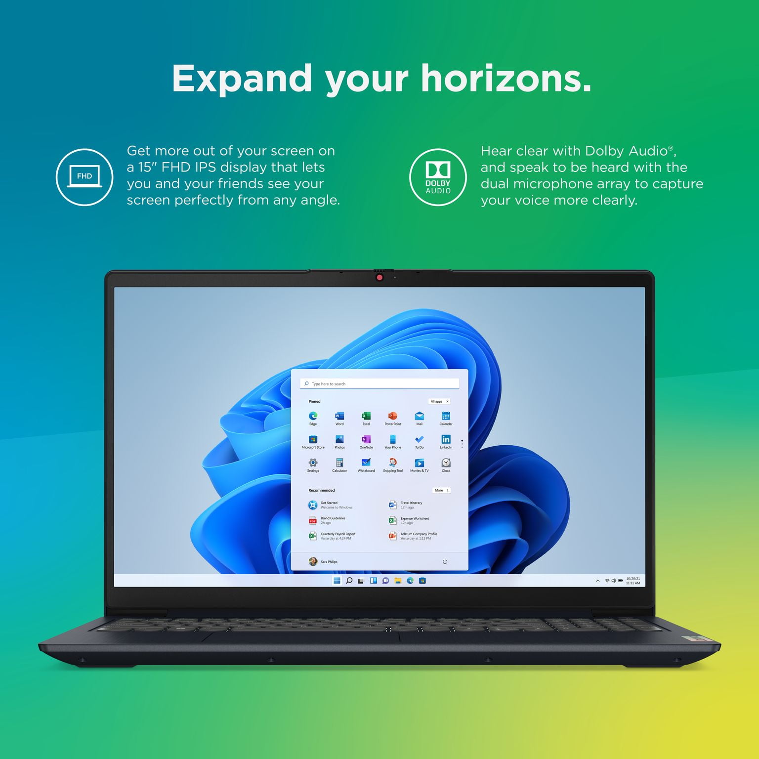 Lenovo Ideapad 3 15.6" FHD Laptop, AMD Ryzen 5 5500U, 8GB RAM, 256GB SSD, Windows 11, Abyss Blue, 82KU00YUUS