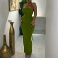 thumbnail image 4 of Wycnly Dresses for Women 2024 Sexy Spaghetti Strap Basic Bodycon Night Party Club Dresses Sleeveless One Line Neck Solid Summer Maxi Casual Dress Army Green M Clearance Clothes, 4 of 7