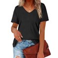 thumbnail image 1 of Top con cuello en V Ticfox de color puro para mujer Negro XXL, 1 of 6