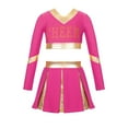 thumbnail image 2 of iixpin Girls Cheerleading Costume for Schoolgirls Cheer Leader Uniform Dance Crop Top with Skirts Cosplay Party Outfit Hot Pink 16, 2 of 6