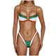 thumbnail image 2 of Trajes de baño Amzcrzy Tankini para mujer, trajes de baño, trajes de baño, bikini con control de abdomen, bikini para mujer, traje de baño de 2 piezas con espalda abierta y encaje a rayas, verde, M, 2 of 7