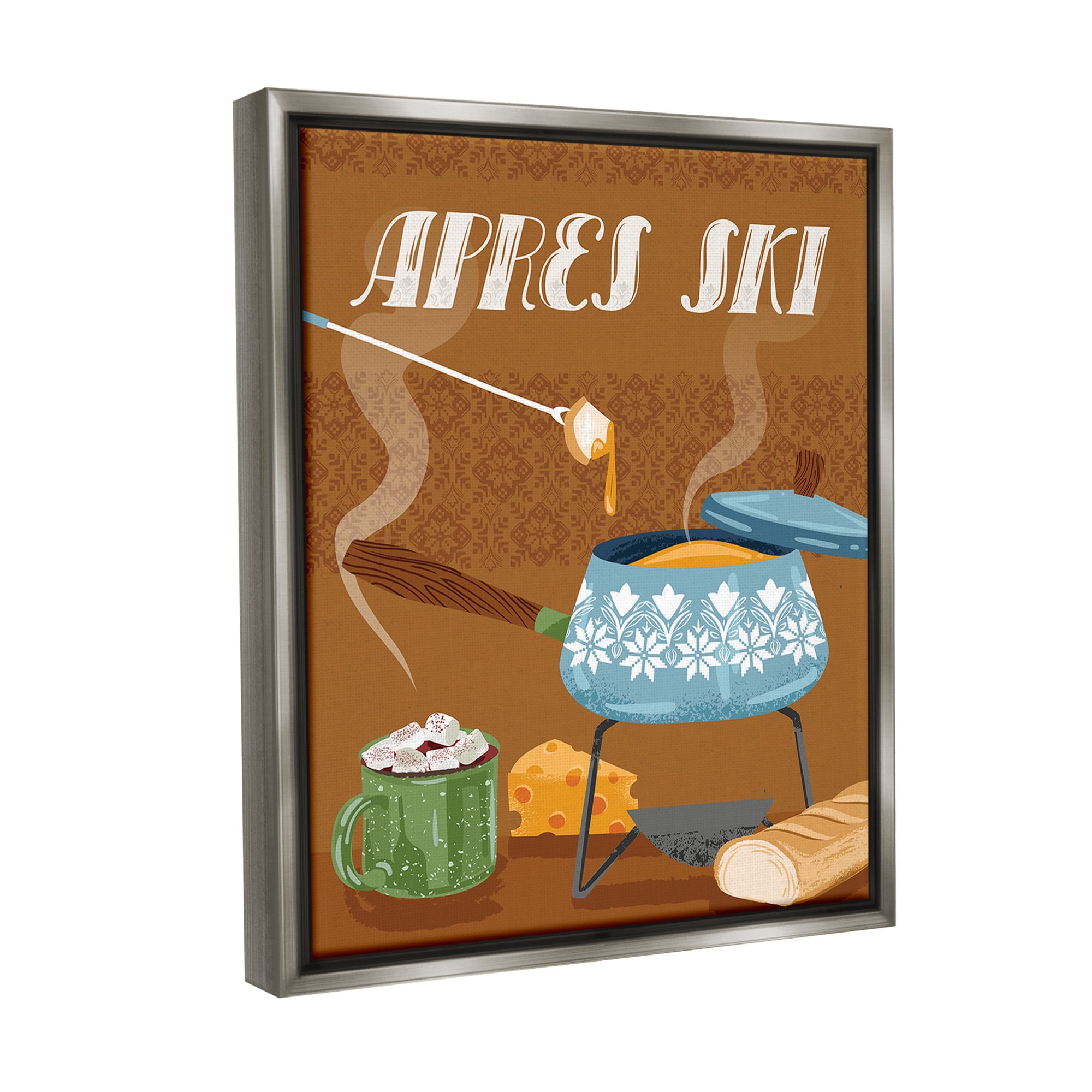 Stupell Industries Après Ski Warm Meal Food & Beverage Painting Gray Floater Framed Canvas Art Print Wall Art, 17 x 21