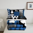 thumbnail image 4 of Deer Comforter Set Full Size,Bear Hunting Woodland Rustic Cabin Bedding Set Adult,Camping Adventure Geometric Plaid Patchwork Down Comforter,Pine Tree Xmas Duvet Insert Blue Black, 4 of 6