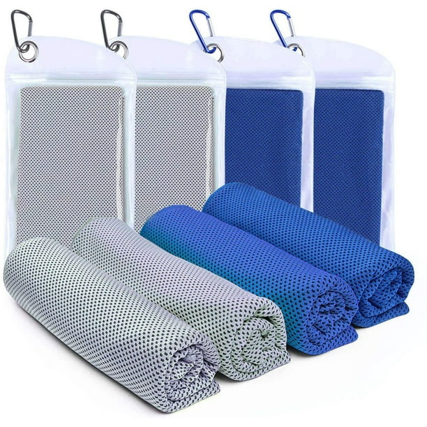 4 paquetes de toallas refrescantes (40 x 12 pulgadas) Toalla para deportes de hielo Toalla fresca para el cuello Toalla fría suave y transpirable Toalla de microfibra para gimnasio Entrenamiento