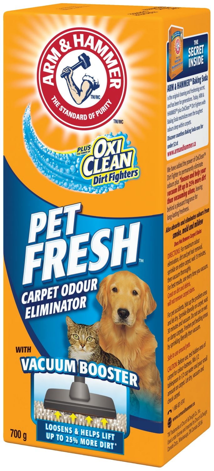 ARM & HAMMER® Plus OxiClean® Pet Fresh® Carpet Odour Eliminator, 700g, Keep pet areas in your home smelling fresh with ARM & HAMMER® Plus OxiClean® Pet Fresh® Carpet Odour Eliminator!