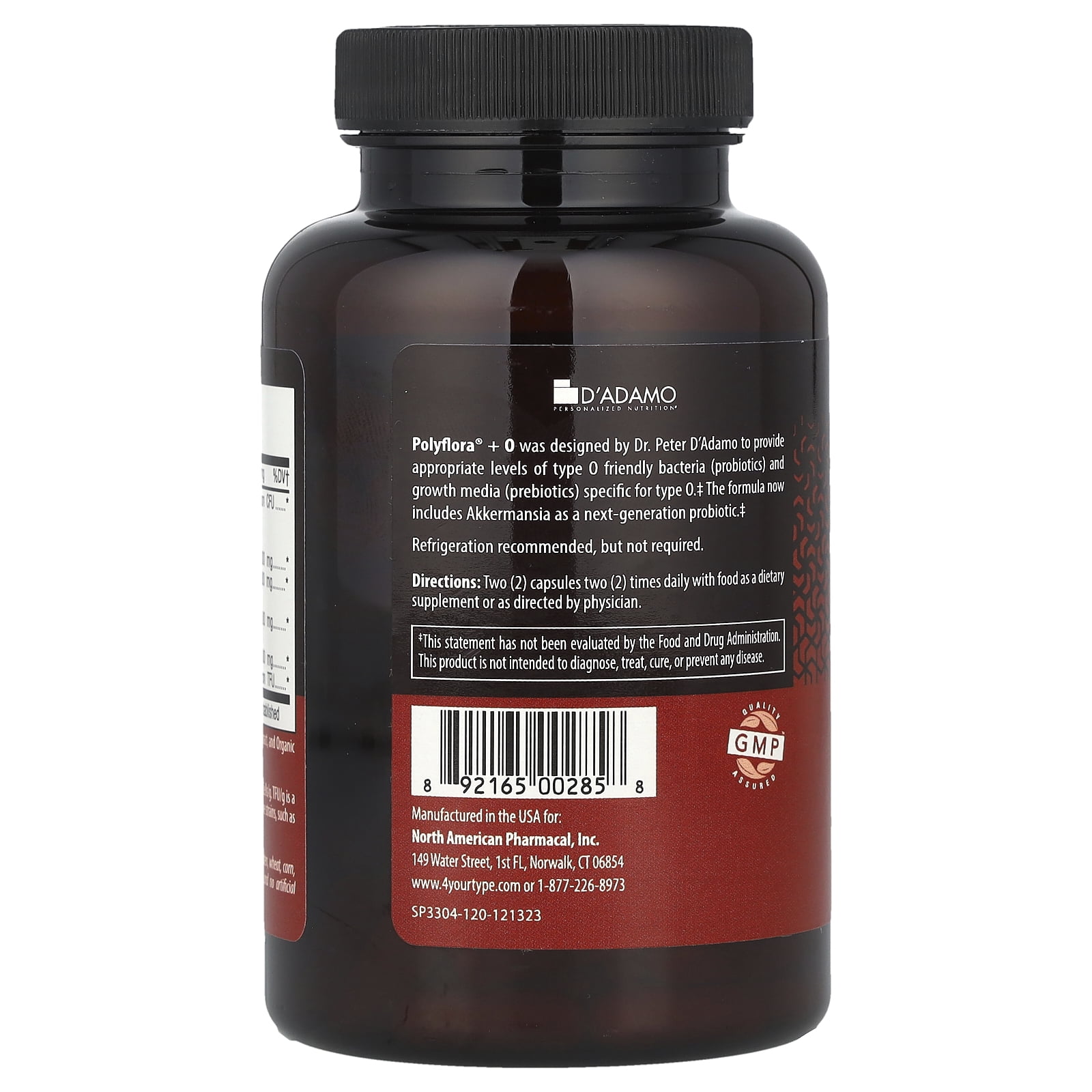 D'adamo Polyflora® + O, Multi-Function Probiotic Formula, 120 VeggieCaps