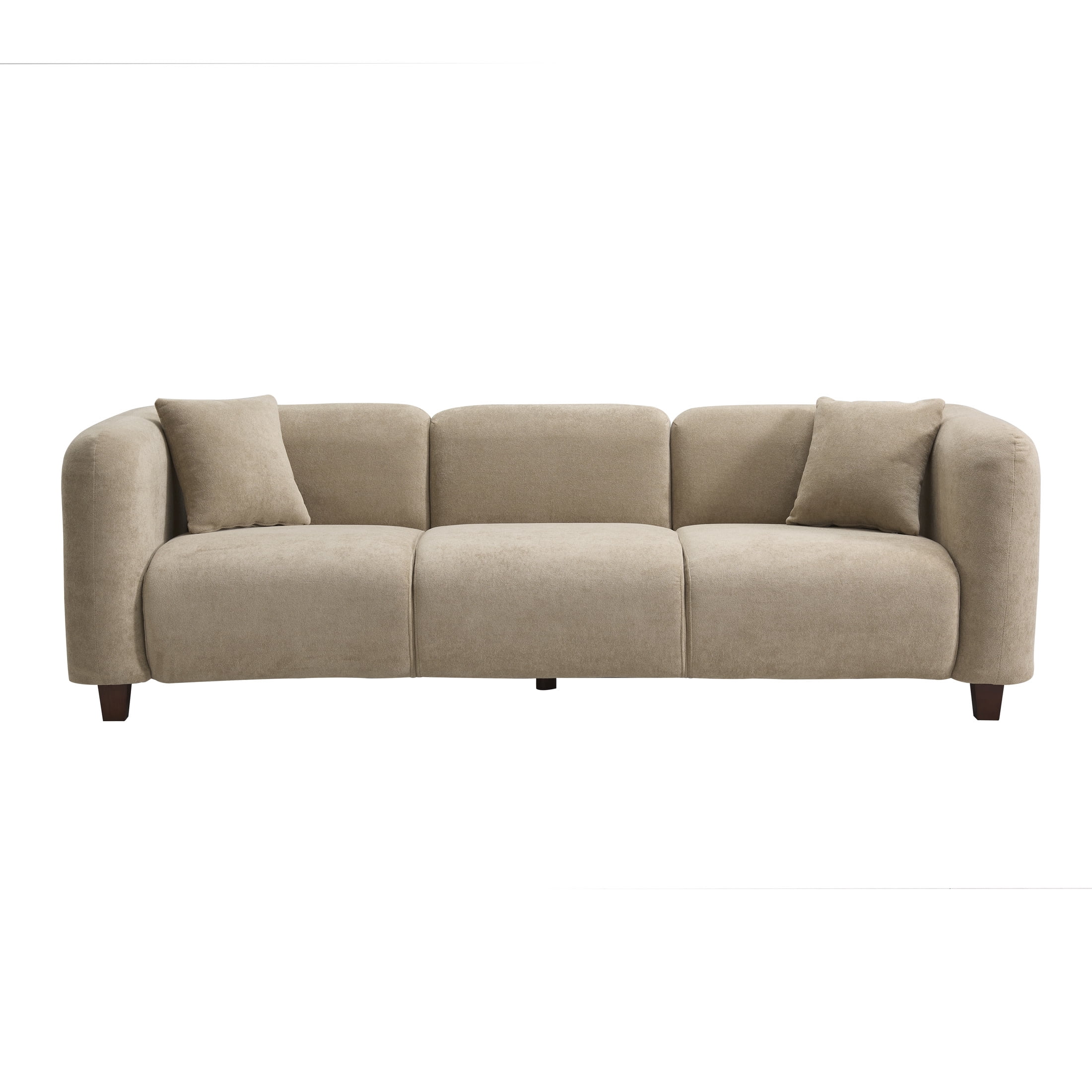 Christopher Knight Home 87" Modern Upholstered Sofa, Oversized 3-Seater Couch with Pillows, Wood Legs, Nomad