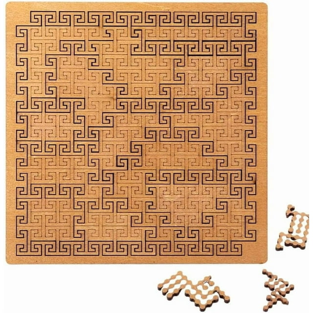 Casse-tête Plateau Fractal avec Design de Courbe de Hilbert, Casse-Tête en Bois à Réflexion Inverse pour Adultes, Jeu Casse-Tête Stimulant Sans Image pour le Cerveau