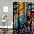 thumbnail image 2 of Orinice Neon Dinosaur Shower Curtain, Cute Dinosaur Color Kids Fun Cartoon Animal Boy Kids Bathroom Curtains, Waterproof Fabric Bathroom Accessories Set With Hook Dinosaur Bathroom Decoration 60x72, 2 of 7