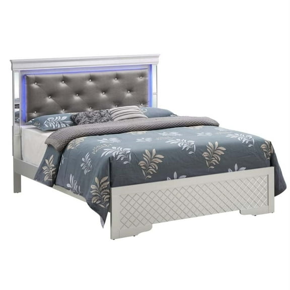 Glory Furniture Verona Wood Queen Size Bed Silver Champagne