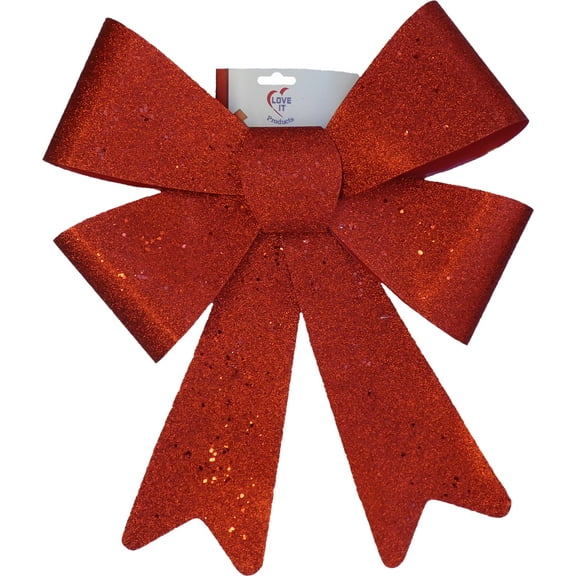 Glittery Red Plastic Christmas Bow 14X18 inches by Love it Products!