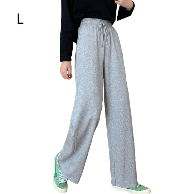 Pantalones de mujer Pantalón largo deportivo holgado informal de cintura alta con pierna ancha, Gris, L Noticed AP001457-03