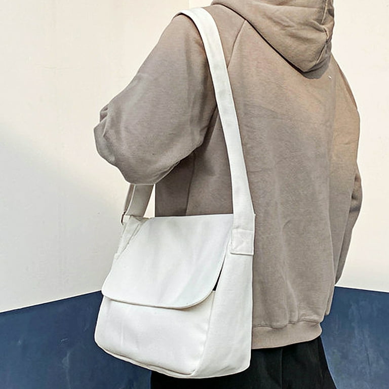 White canvas cheap messenger bag