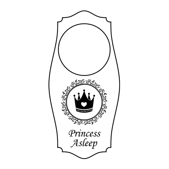 Signs ByLITA Princess Asleep Door Hanger - White, 4" x 8"
