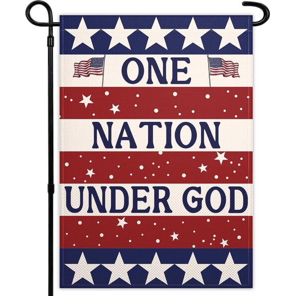 Patriotic Garden Flag for Outside, One Nation Under God, 12 x 18 Inch, Independence Day American Flag for Outdoor or Indoor Lawn and Yard Decor