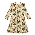 thumbnail image 4 of FKELYI Retro Floral Rooster Print Girls Ruffle Sleeve Dress A Line Twirly Dress for Kids Midi Soft Fall Dresses Patchwork Playwear Sundress, 11-12 Y, 4 of 6