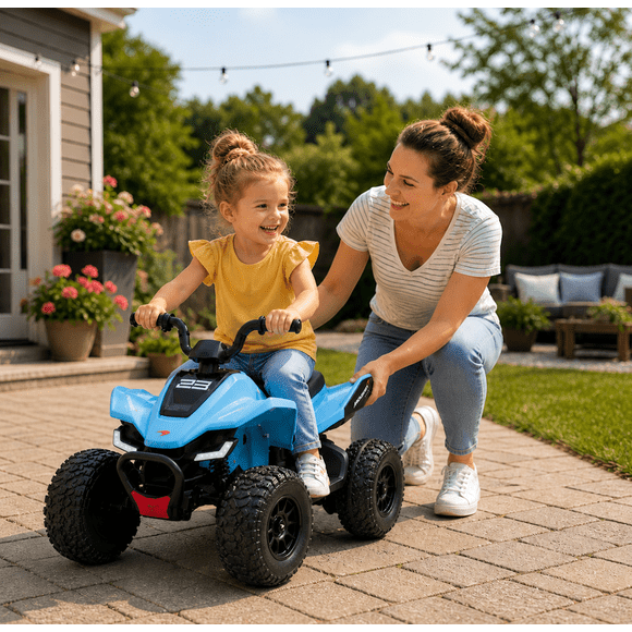 RoverKid McLaren Racing Kids Electric Ride On Car, Dual 35W Motors, 12V 7Ah Battery, LED Lights, USB/MP3 Music, Plastic Seat and Wheels, Blue