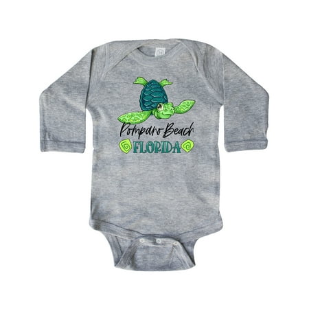

Inktastic Pompano Beach Florida Happy Sea Turtle Gift Baby Boy or Baby Girl Long Sleeve Bodysuit