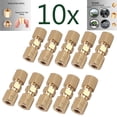 thumbnail image 2 of 10 PCS Brass Compression Fittings Connector 3/16" OD Hydraulic Brake Lines Union USA, 2 of 10