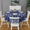 thumbnail image 2 of Blue Gold Sun Moon Star Pattern Round Tablecloth 60"x60",Wrinkle Wipeable Table Cloth for Kitchen Dining Room Picnic Patio Party, 2 of 6