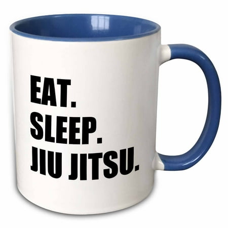 3dRose Eat Sleep Jiu Jitsu - Japanese martial art - Ju Jutsu Jujutsu jujitsu - Two Tone Blue Mug, (Best Female Jiu Jitsu)