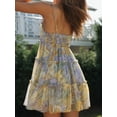 thumbnail image 6 of Women'S 2025 Summer Floral Bohemian Flowy Dress Short Sleeveless Ruffle Spaghetti Strap Dress  Yellow XL, 6 of 7