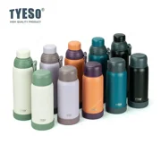 Tyeso Stainless Steel Double-Lid Insulated Sports Water Bottle Portable Handheld Outdoor Large Capacity Flask Stylish Water Cup