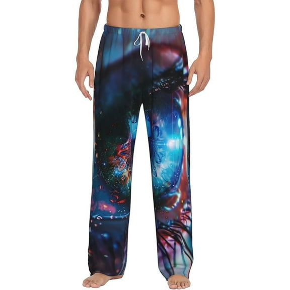 Daiia Modern Colorful Eyes Men's Sleep Pant with Pockets and Drawstring,Pajama Pants-Small