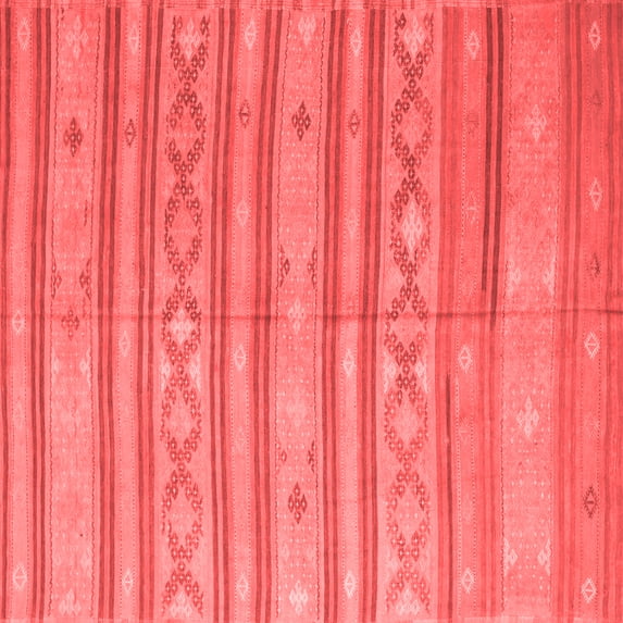 Ahgly Company Indoor Square Abstract Red Contemporary Area Rugs, 8' Square