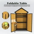 thumbnail image 3 of Witaxima 69" Outdoor Wood Storage Shed with Waterproof Roof, Lockable Doors, Foldable Table & Removable Shelves, Weatherproof Garden Tool Cabinet for Yard & Patio, Brown, 3 of 7