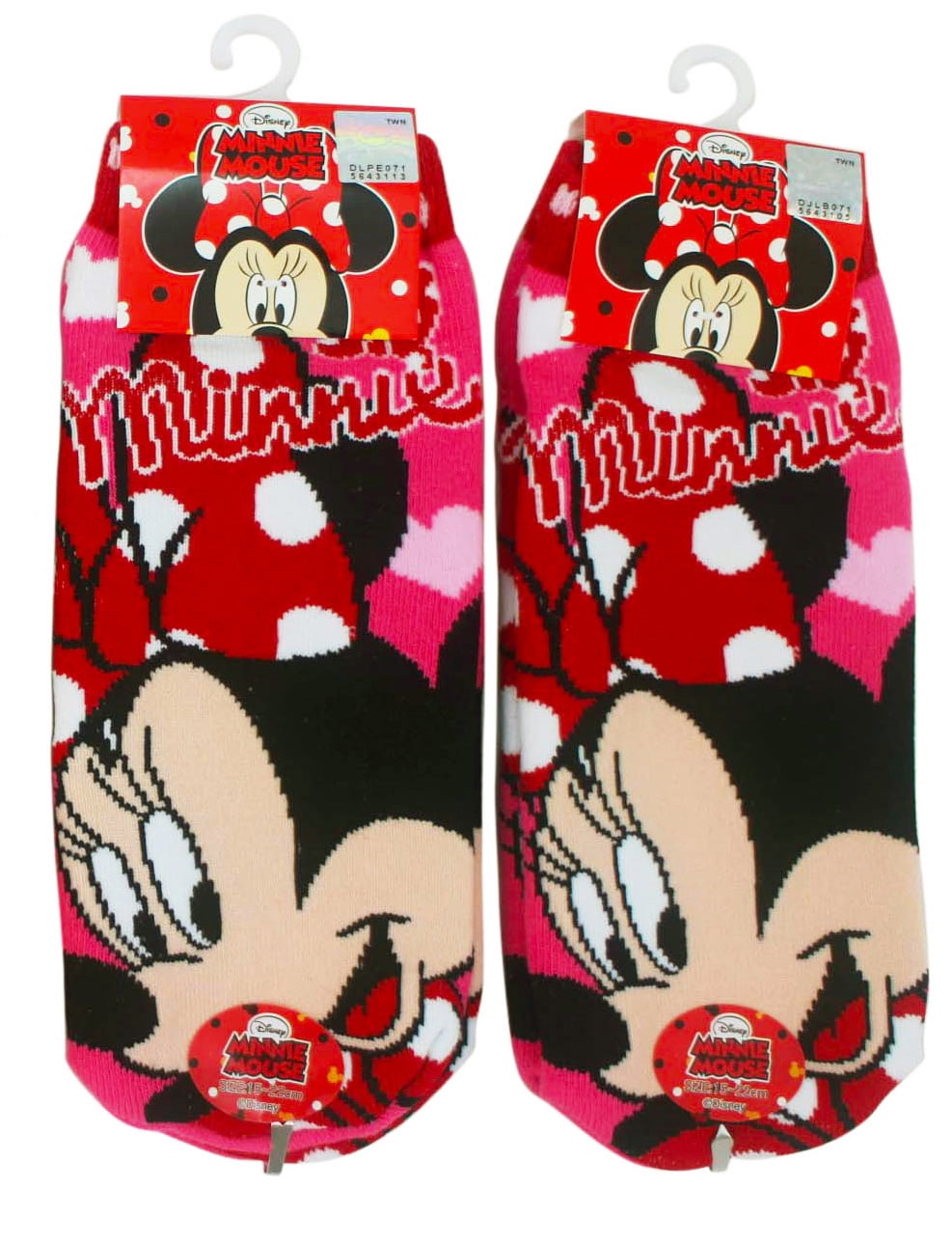 Disney's Minnie Mouse Pink and White Heart Design Sock Set (2 Pairs