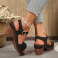 thumbnail image 6 of Pandaie Women's Orthopedic Wedge Sandals 2026 Arch Support Flower Dressy Slip on Open Toe Chunky Heeled Pumps for Wedding Party Casual Beach Black Size 6, 6 of 8