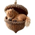 thumbnail image 1 of Adornos colgantes de bellota de animales del bosque, acrílicos, para árbol de Navidad, con diseños de ardilla, conejo y poni, colgantes planos 2D para regalar en las fiestas., 1 of 8