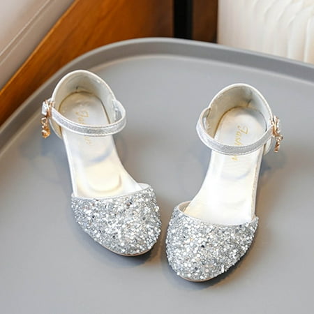 Kayannuo Sandals for Girls Girls Formal Sandals Sparkly T-Strap Design Special Occasion Shoes for Birthdays & Holiday Events