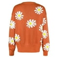 thumbnail image 4 of Floral Knit Cardigan for Women,Womens Long Sleeve Floral Print Cardigan Sweaters Casual V Neck Button Cute Daisy Knit Cardigan Sweater Outfits Tops, 4 of 5