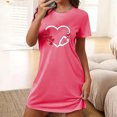 thumbnail image 2 of Womens Comfort Nightgown Short Sleeve Sleep Shirts Loungewear Short Night Gown Cute Graphic House Dress Loungewear Night Shirt Soft Pajama Skirt for Women L, 2 of 3