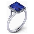 thumbnail image 2 of 1.75 Carat Emerald Cut Blue Sapphire And Moissanite Diamond Halo Bridal Set in 10k White Gold, 2 of 3