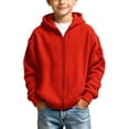 thumbnail image 3 of Red Boys Waffle Hoodie with Sleeve Pocket Size 3-4 Years,Full Zip Up Sweatshirt,Tactical Athletic Jacket for Outdoor Sports School,Casual Fall Spring Wear, 3 of 9