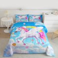thumbnail image 2 of Homewish Kids Children Kawaii Unicorn Bedding Comforter Set 2pcs,Cartoon Animal Twin Comforter Sets Microfiber,Cute Rainbow Breathable Bedding Set,Super Cozy Room Decor,Reversible, 2 of 8