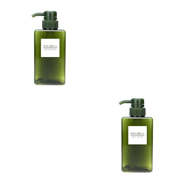 Transemion 100ml Square Lotion Bottle Hand Shampoo Bottle Cosmetics Travel Lotion Container Dark green 2Set