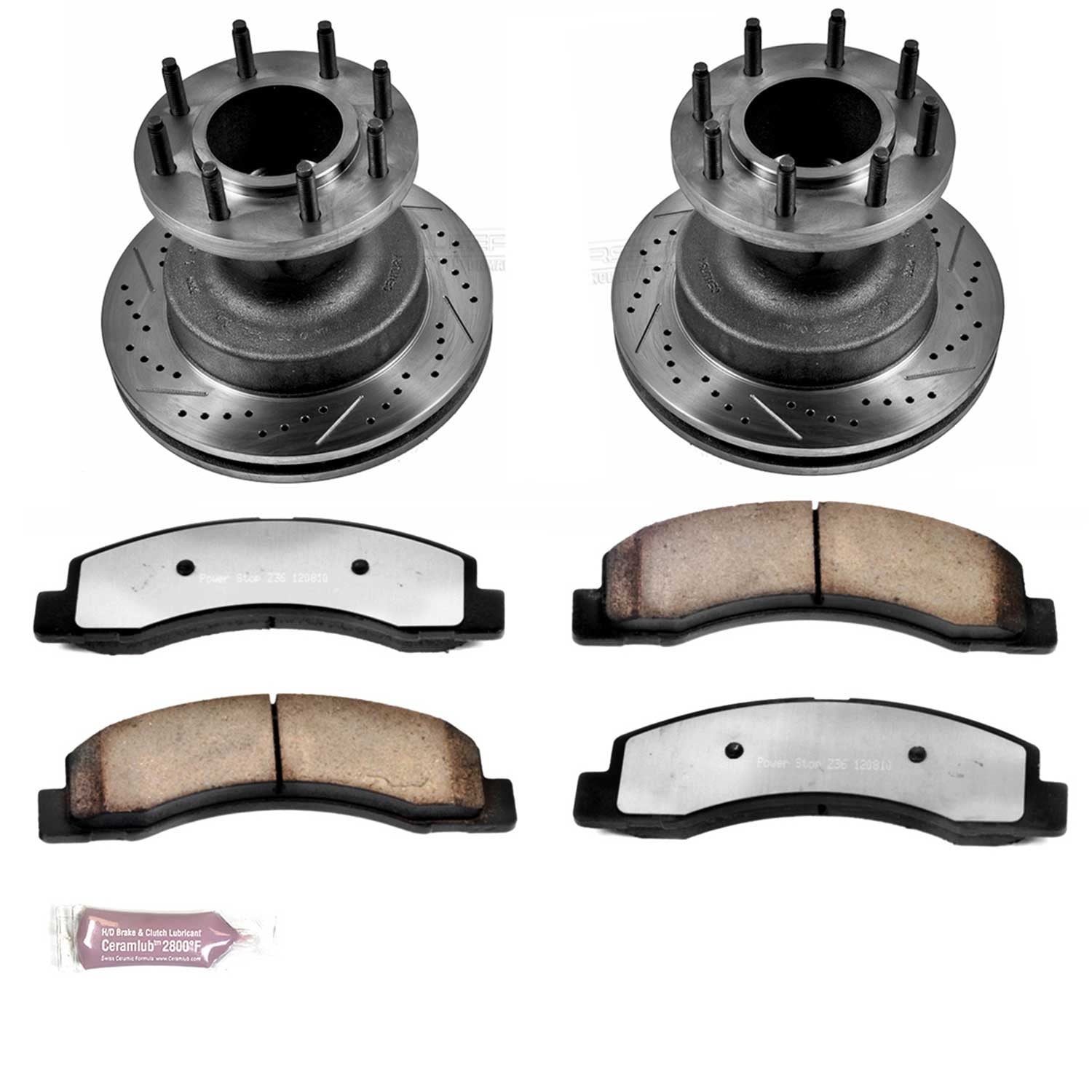 PowerStop Front Z36 Truck & Tow Carbon-Fiber Ceramic Brake Pad and Drilled and Slotted Rotor Kit Fits: FORD Select Models K2907-36