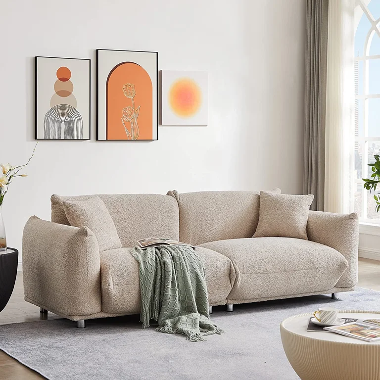 Mid-Century Modern Small Space Sofa With 2 Pillows, Sofa Couch For Living  Room