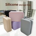thumbnail image 4 of Square Silicone Lipstick Cosmetic Storage Bag Large Capacity Travel Makeup Brush Holder Portable Cosmetic Waterproof Organizer (Pink blue), 4 of 7