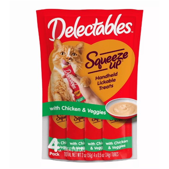 Hartz Delectables Lickable Treatsâ„¢ Squeeze Upâ„¢ Cat Treat - Chicken & Veggies, 4ct