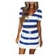 thumbnail image 3 of Conjunto de dos piezas de falda y top corto con cordón de camisa de manga corta informal con estampado de rayas y cuello en V de verano para mujer Wmkox8yi  bvn3141, 3 of 6