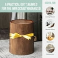 thumbnail image 5 of Touch Waste Can with Lid Small Swing Lid Trash Bin for Bathroom, Bedroom, and Office Walnut Brown Wood Grain Design, 5 of 6