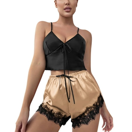 

B91xZ Womens Loungewear Set Birthday Gifts For WomenNightgown For Women Lingerie Satin Lingerie Sexy Nightie Slips Sleep Sets Sexy Slips Sleepwear Penguin Pajamas for Women Rose Gold S