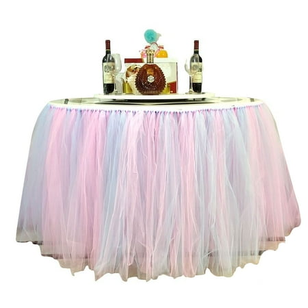 

2 Pack Tulle Table Skirt With Matching Chair Skirt Fluffy Tutu Table Skirts Nylon Mesh Yarn Table Skirt For Birthday Wedding Christmas Party Dessert Decorations-Table skirt-80x91.5cm